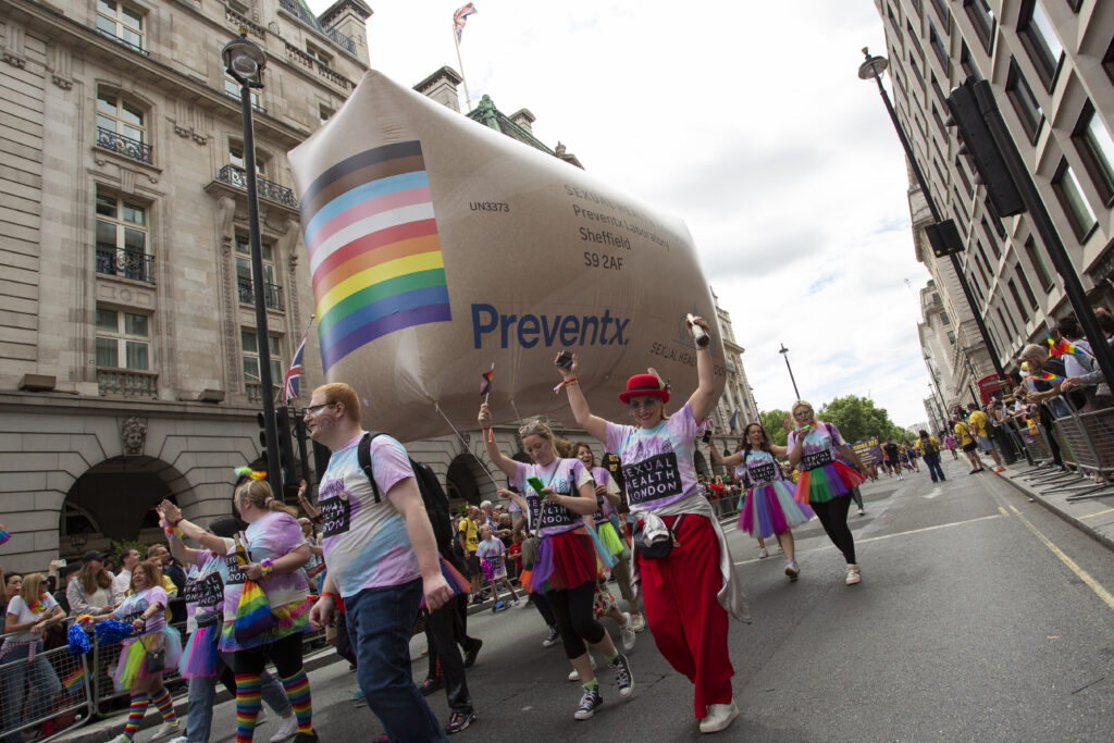 Preventx Branded Box Replica Helium Parade Balloon at Pride London